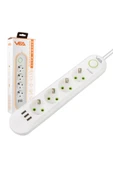 harry VEA 4'LÜ 1.5 METRE KABLOLU 3 USB'Lİ BEYAZ AKIM KORUMALI PRİZ BAKIR KABLO HARİCİ GÜÇ ANAHTARI - 6