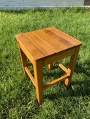 2 ADET CEVİZ RENK AHŞAP TABURE - 1