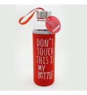 Kırmızı Renkli Kılıflı Cam Su Şişesi 500 ml - 1