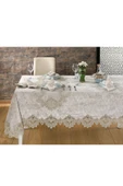 Kadife Lüks Masa Örtüsü Seti Dantelli Güpürlü 26 Parça Reina - 6