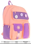 Kaukko Travel Beş Bölmeli Rozetli Kız Çocuk Okul ve Günlük Sırt Çantası - Somon Mor - K1825 thumbnail 4