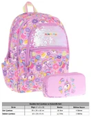Kaukko Kids Kız Çocuk Okul Çantası ve Üç Bölmeli Kalemlik Seti (Lila - Pullu Sweet) - (L5215+L8215) thumbnail 2