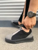 JY007 Alba Bağcıksız Süet Erkek Günlük Sneaker Ayakkabı SST Gri/Siyah - 3