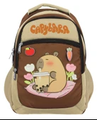 Capybara Erkek Çocuk İlkokul Okul Sırt Çantası - Bej - Kahverengi - 5230 thumbnail 2