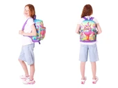 Kaukko Dondurma Baskılı Kız Çocuk Okul Çantası ve Thermo Beslenme Çantası Seti - Kırmızı Mavi (L5251+L7251) thumbnail 3