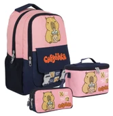 Capybara (Kız Çocuk - Lacivert - Pembe) İlkokul Üçlü Çanta Seti - SETCPB5203A thumbnail 1
