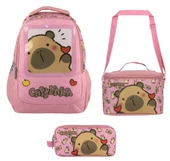 Capybara (Kız Çocuk - Pembe) İlkokul Üçlü Çanta Seti - SETCPB5212A thumbnail 2