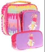 Kaukko Kids Kız Çocuk Sarı Mor Dondurma Baskılı Üç Bölmeli Thermo Beslenme Çantası ve Kalemlik Seti (L7247+L8247) thumbnail 1