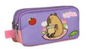 Capybara Kız Çocuk İki Bölmeli Kalem Çantası - Mor - Pembe - 5235 thumbnail 1
