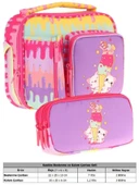 Kaukko Kids Kız Çocuk Sarı Mor Dondurma Baskılı Üç Bölmeli Thermo Beslenme Çantası ve Kalemlik Seti (L7247+L8247) thumbnail 2