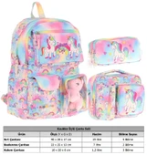 Kaukko Kids Kız Çocuk İlkokul Okul Çantası Seti - Peluş Unicornlu - Pembe (L5243+L7243+L8243) thumbnail 2