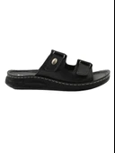 Enova Erkek Suni Deri Ortopedik Taban Çift Cırtlı Ayarlanabilen Dikişli Şık İçeri Dışarı Terliği BNT129 thumbnail 9