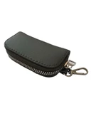 Mini Çantalı Deri Cüzdan Oto Anahtarlık Siyah thumbnail 1