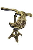 Vintage Metal Dengeli Kartal ve Eyfel Kulesi Bronz 12x10 cm thumbnail 7