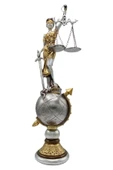Themis Adalet Terazisi Heykeli ve Dünya Biblo Gümüş 37cm thumbnail 9