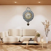 Duvar Saati Tavuskuşu Temalı Polyester Saat No.6 40 x 60 cm thumbnail 2