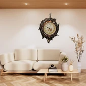 Duvar Saati Tavuskuşu Temalı Büyük Polyester Saat No.2 50 x 80 cm thumbnail 2