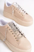 DELLA Bağcıklı Ortopedik Taban Taşlı Kadın Sneaker Spor Ayakkabı CTT - Ten - 5