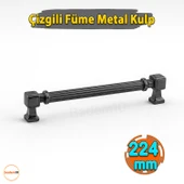 Talas 224 mm Çizgili Füme Metal Kulp Mobilya Çekmece Mutfak Dolabı Dolap Kulpları Kulb 22.4 cm thumbnail 2