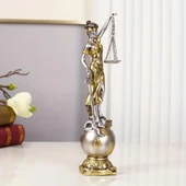 Themis Adalet Terazisi Heykeli ve Dünya Biblo Gümüş 24cm thumbnail 4