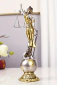 Themis Adalet Terazisi Heykeli ve Dünya Biblo Gümüş 24cm thumbnail 7