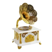 Gramofon Müzik Kutusu Beyaz 13x26cm thumbnail 1