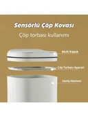 Akıllı Teknolojik Antibakteriyel Sensörlü Çöp Kovası 20 Litre thumbnail 5