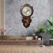 Duvar Saati Geyik Temalı Büyük Polyester Saat No.1 40 x 70 cm thumbnail 3