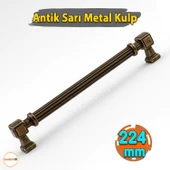 Talas 224 mm Çizgili Antik Sarı Metal Kulp Mobilya Çekmece Mutfak Dolabı Dolap Kulpları Kulb 22.4 cm thumbnail 2