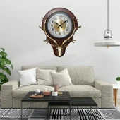 Duvar Saati Geyik Temalı Büyük Polyester Saat No.2 45 x 60 cm thumbnail 2