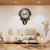 Duvar Saati Geyik Temalı Büyük Polyester Saat No.2 45 x 60 cm thumbnail 5