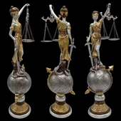 Themis Adalet Terazisi Heykeli ve Dünya Biblo Gümüş 37cm thumbnail 3