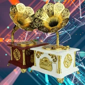 Gramofon Müzik Kutusu Beyaz 13x26cm thumbnail 3