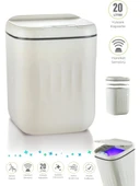 Akıllı Teknolojik Antibakteriyel Sensörlü Çöp Kovası 20 Litre + Duvara Asılabilir Beyaz Silikon Klozet Fırçası thumbnail 2