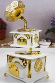 Gramofon Müzik Kutusu Beyaz 13x26cm thumbnail 9