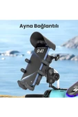 Ayna Bağlantılı Güneş ve Yağmur Korumalı 360° Derece Ayarlanabilir Motosiklet Telefon Tutucu - 5