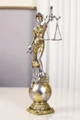 Themis Adalet Terazisi Heykeli ve Dünya Biblo Gümüş 24cm thumbnail 9