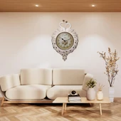 Duvar Saati Tavuskuşu Temalı Büyük Polyester Saat No.2 50 x 70 cm thumbnail 2