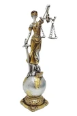 Themis Adalet Terazisi Heykeli ve Dünya Biblo Gümüş 24cm thumbnail 12