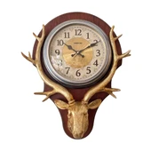 Duvar Saati Geyik Temalı Büyük Polyester Saat No.2 45 x 60 cm thumbnail 1