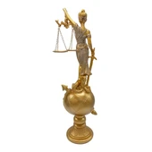 Themis Adalet Terazisi Heykeli ve Dünya Biblo Gold 37cm thumbnail 3