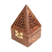 Konik Tütsü Yakma Kutusu Ahşap Piramit 13cm thumbnail 1