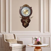 Duvar Saati Geyik Temalı Büyük Polyester Saat No.1 40 x 70 cm thumbnail 2