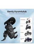 Ayna Bağlantılı Güneş ve Yağmur Korumalı 360° Derece Ayarlanabilir Motosiklet Telefon Tutucu - 6