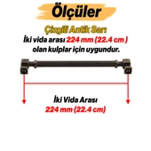 Talas 224 mm Çizgili Antik Sarı Metal Kulp Mobilya Çekmece Mutfak Dolabı Dolap Kulpları Kulb 22.4 cm thumbnail 3