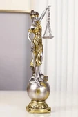 Themis Adalet Terazisi Heykeli ve Dünya Biblo Gümüş 24cm thumbnail 8