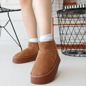 Pabucmarketi Taba Süet Yüksek Taban Kadın Düz Bot thumbnail 4