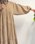Kadın Modal Tesettür Elbise –Kahverengi– Rahat Kalıp – 135 cm Boy – 1-2 Beden - 10