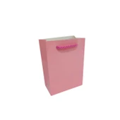 İp Saplı Karton Çanta Minik Boy Düz Renk 13.8X10X5 CM (25 Adet)   Pembe - 1