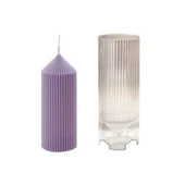 Poli Karbon Sert Plastik  Mum Kalıbı Dik İnce Çizgili 14.7X5.4 CM - 1